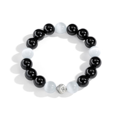 Black Silver Logo Dice Konvergence Bracelet (Men's 20CM)