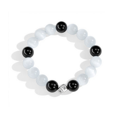 White Silver Logo Dice Konvergence Bracelet (Men's 20CM)