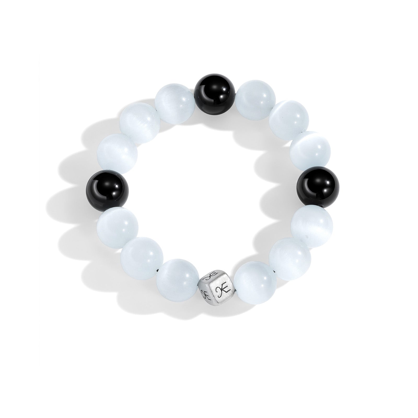 White Silver Logo Dice Konvergence Bracelet (Women's 17CM)