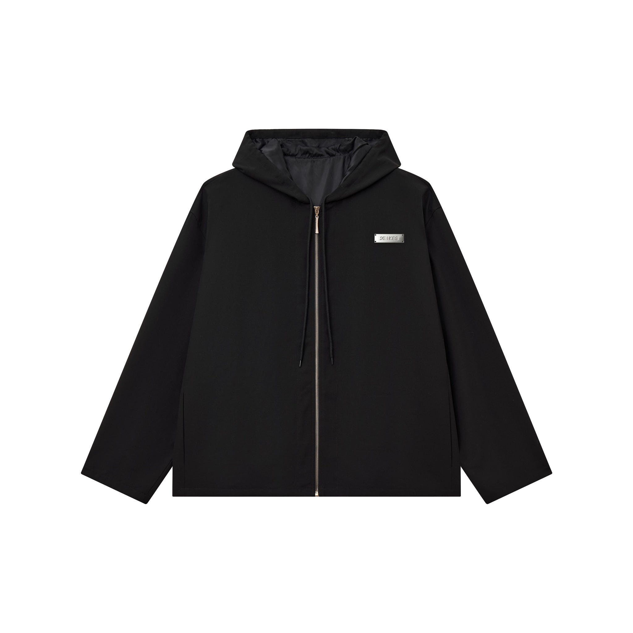 Black Silver Tag Zip-up Hoodie (Unisex)