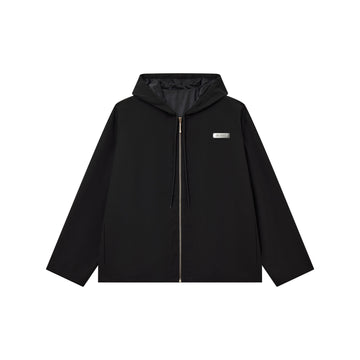 Black Silver Tag Zip-up Hoodie (Unisex)