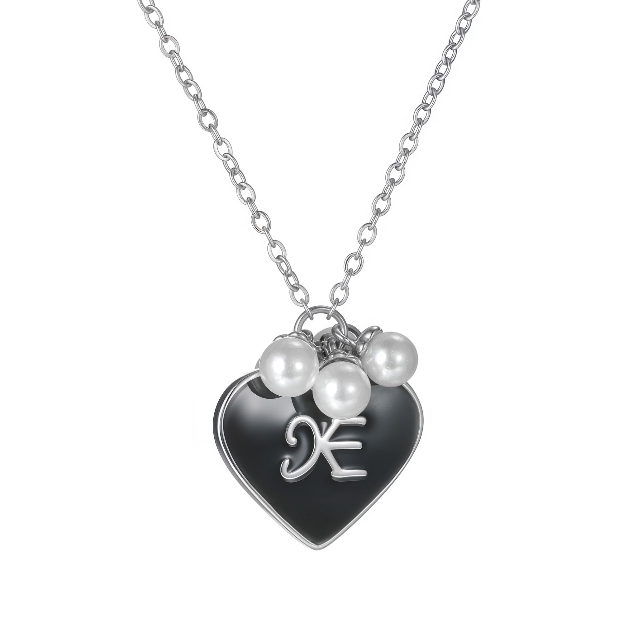 Black Heart Silver Heart Element Necklace (Women's)