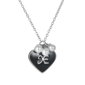Black Heart Silver Heart Element Necklace (Women's)