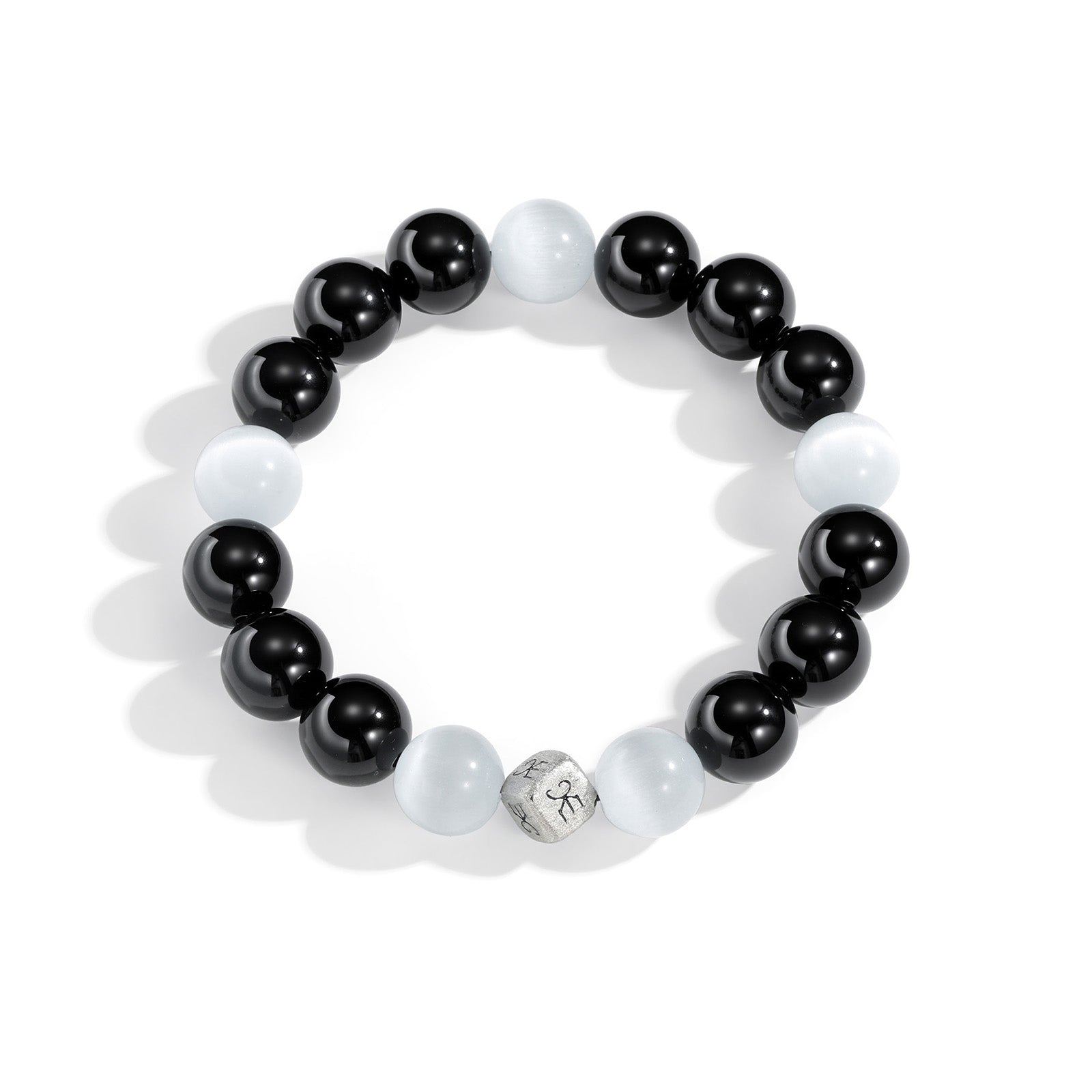 Black Silver Logo Dice Konvergence Bracelet (Men's 20CM)