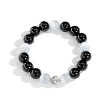 Black Silver Logo Dice Konvergence Bracelet (Men's 20CM)