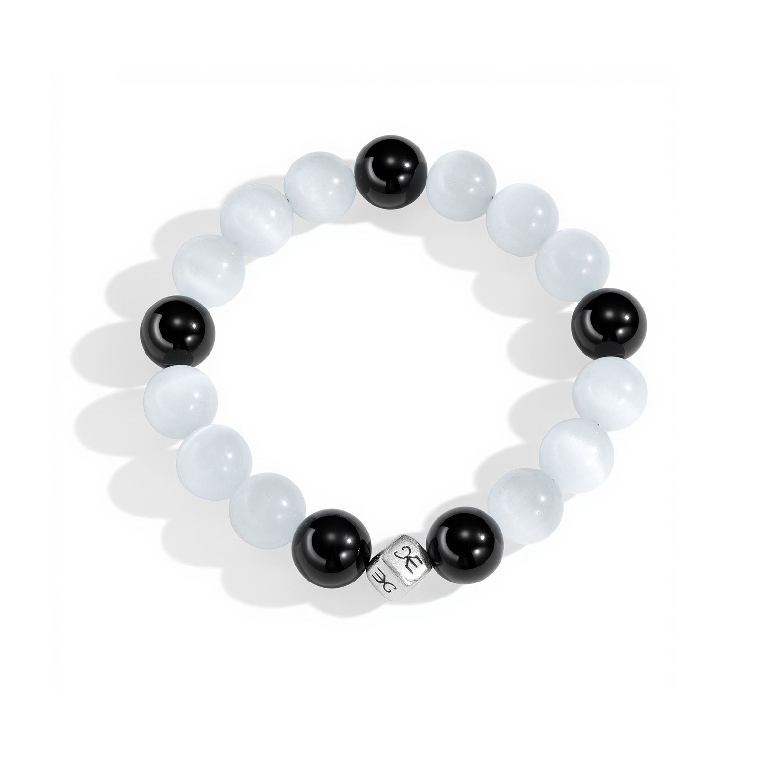 White Silver Logo Dice Konvergence Bracelet (Men's 20CM)