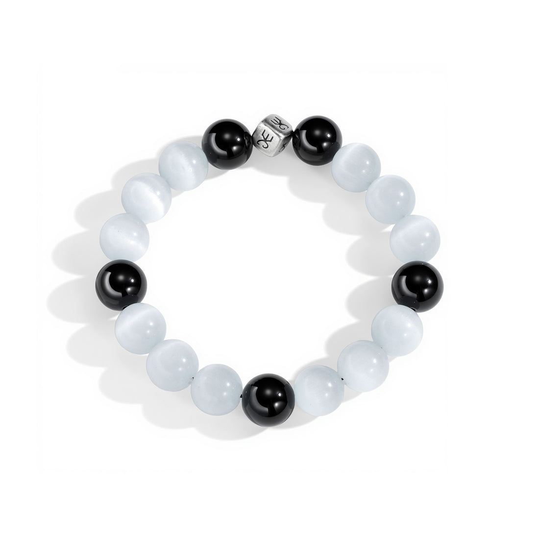 White Silver Logo Dice Konvergence Bracelet (Men's 20CM)